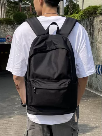 Minimalist Laptop Backpack Solid Black