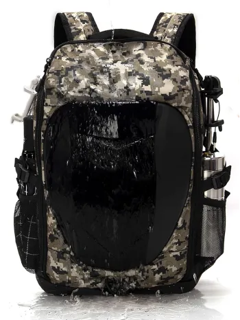 Men Camo & Letter Graphic Travel Backpack