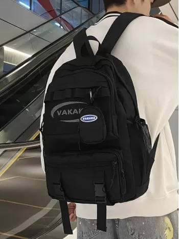 Men Letter Patch & Release Buckle Decor Casual Daypack