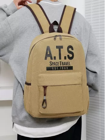 Men Letter Graphic Canvas Casual Daypack