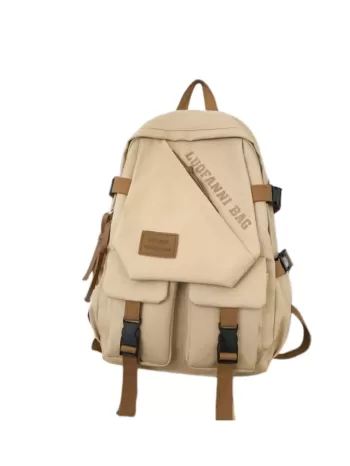 Men Letter Patch Decor Functional Backpack Buckle Design Laptop Backpack