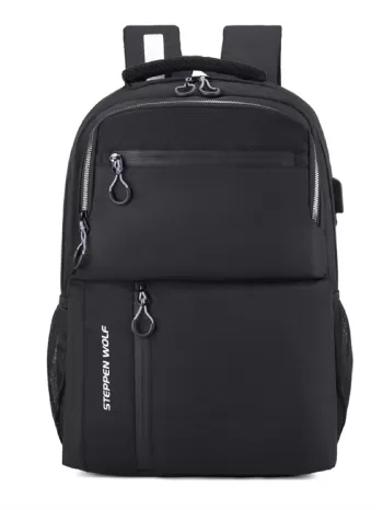 Men Letter Graphic Zip Front Laptop Backpack