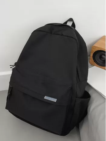 Men Letter Patch Decor Casual Daypack - Black