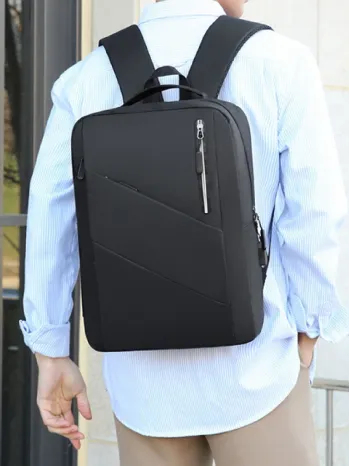 Men Minimalist Zipper Laptop Backpack